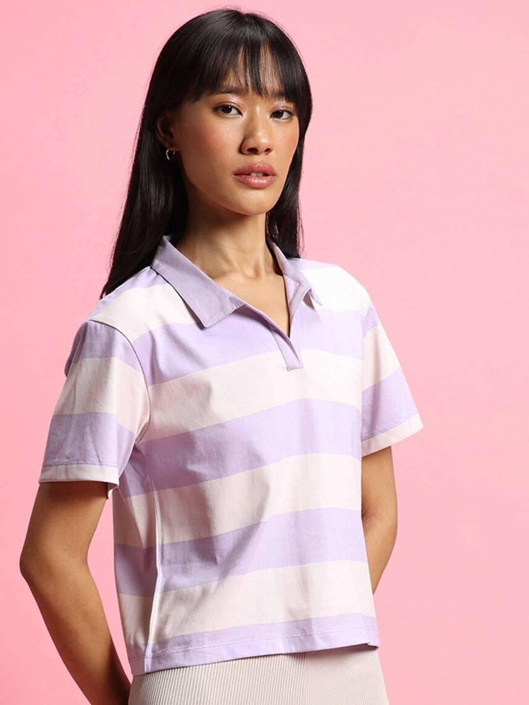 Bewakoof Striped Cotton Polo T-Shirt, Multi 
Bewakoof Striped Cotton Polo T-Shirt, Multi