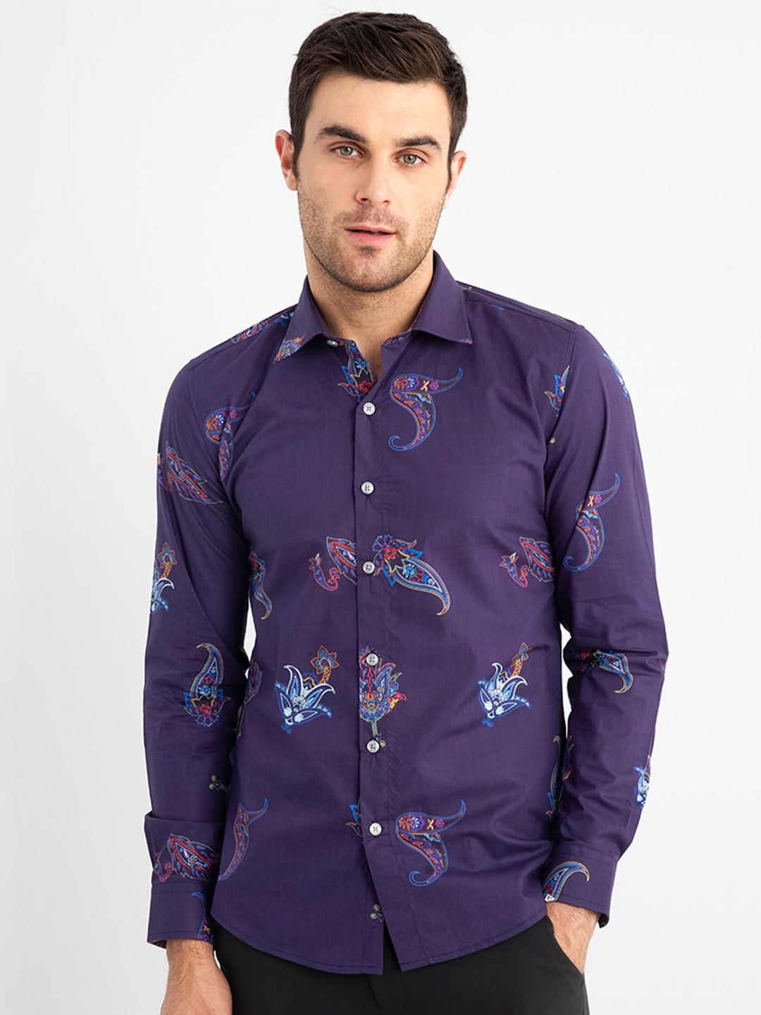 Snitch Purple & Blue Classic Slim Fit Ethnic Motifs Printed Casual Cotton Shirt, Navy blue
Snitch Purple & Blue Classic Slim Fit Ethnic Motifs Printed Casual Cotton Shirt, Navy blue