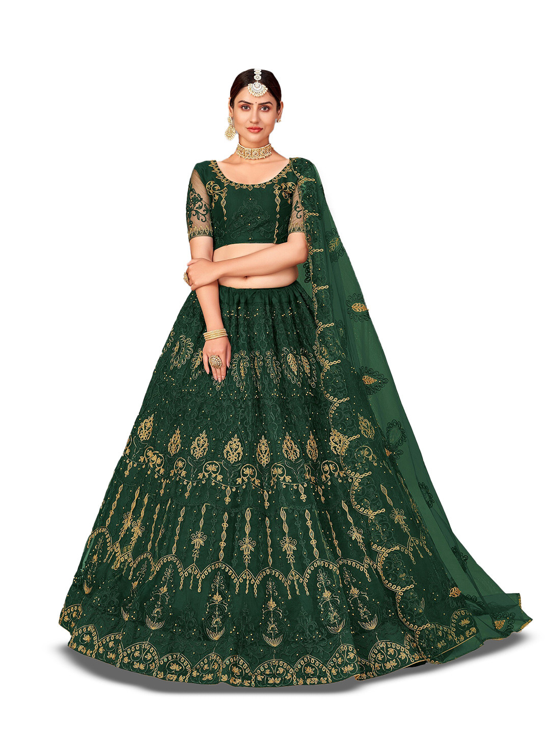 Atsevam Embroidered Thread Work Semi-Stitched Lehenga & Unstitched Blouse With Dupatta, Green
Atsevam Embroidered Thread Work Semi-Stitched Lehenga & Unstitched Blouse With Dupatta, Green