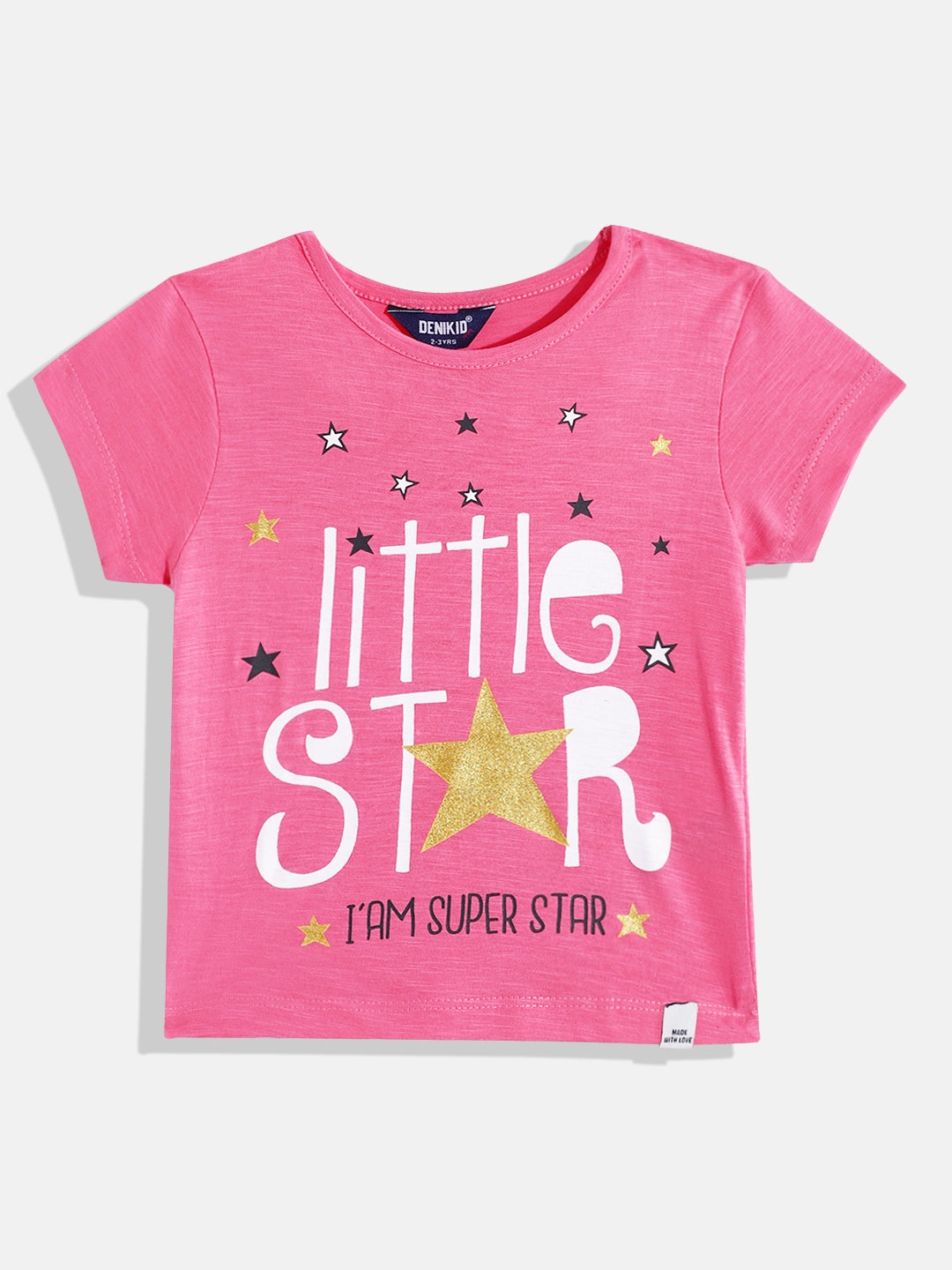 Eteenz Girls Printed Premium Cotton T-shirt, Pink