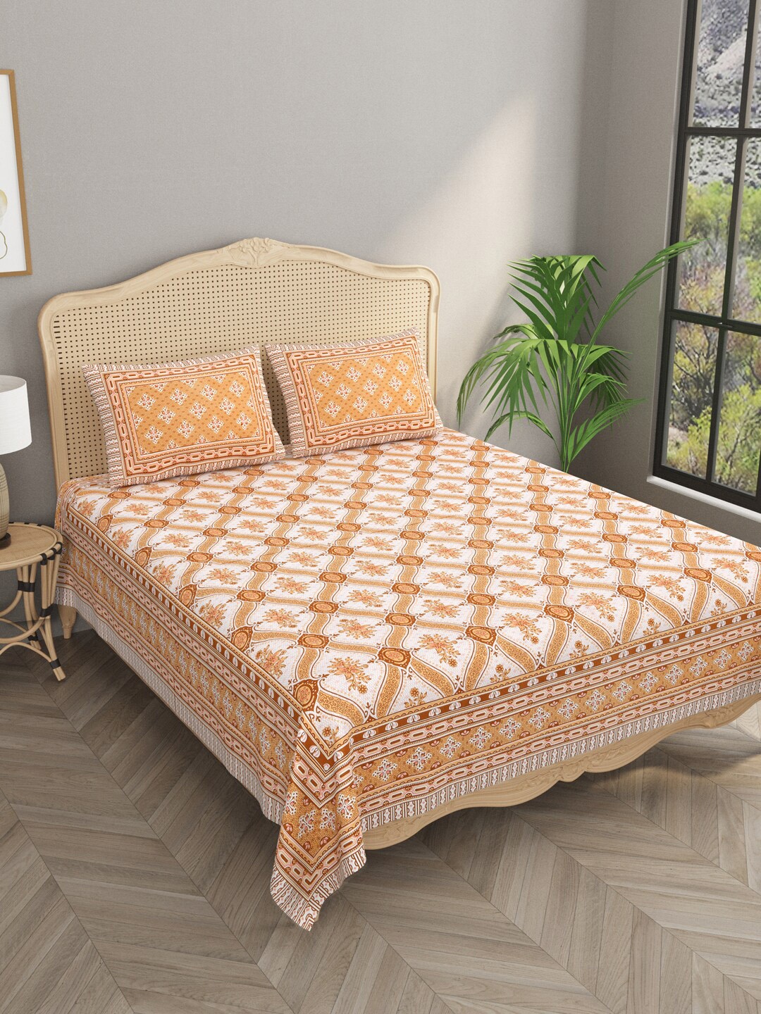 Gulaab Jaipur Yellow & White Printed 350 TC Cotton King Bedsheet & 2 Pillow Covers
Gulaab Jaipur Yellow & White Printed 350 TC Cotton King Bedsheet & 2 Pillow Covers