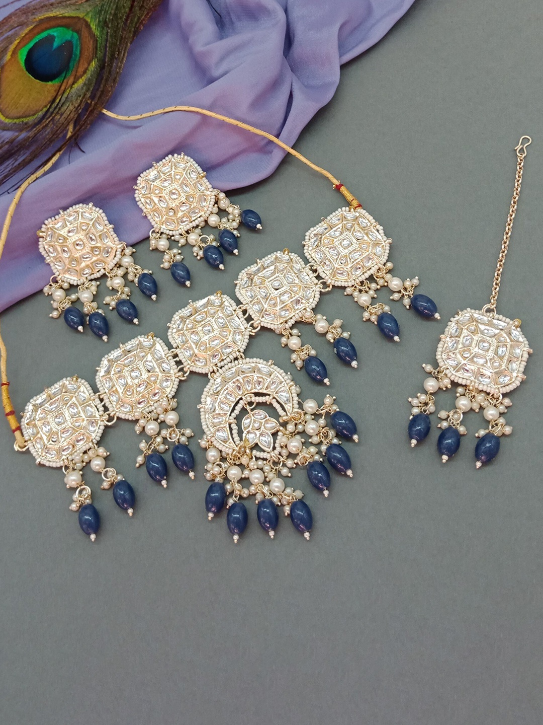 AASHISH IMITATIONGold-Plated & Stone-Studded Necklace & Earrings With Maang Tika, Gold
AASHISH IMITATIONGold-Plated & Stone-Studded Necklace & Earrings With Maang Tika, Gold