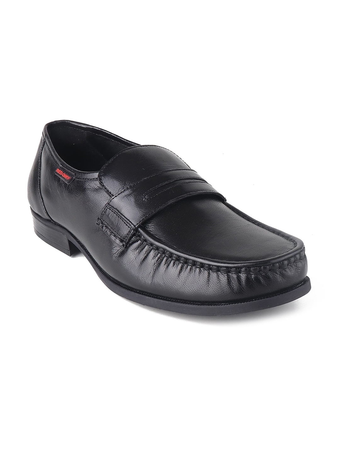 Red Chief Men Textured Leather Formal Loafers, Black