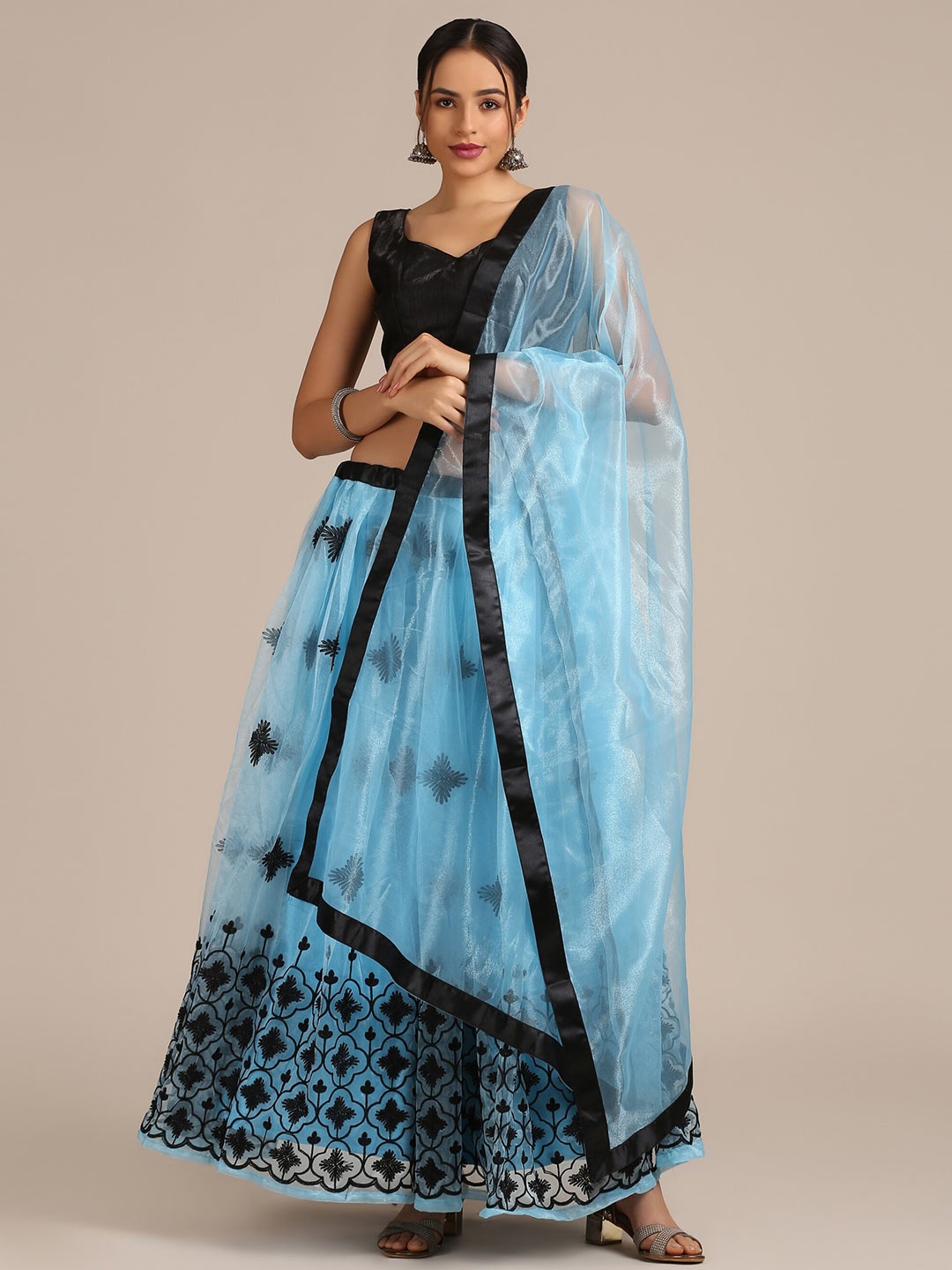 Atsevam Thread Work Semi-Stitched Lehenga & Unstitched Blouse With Dupatta, Turquoise blue
Atsevam Thread Work Semi-Stitched Lehenga & Unstitched Blouse With Dupatta, Turquoise blue