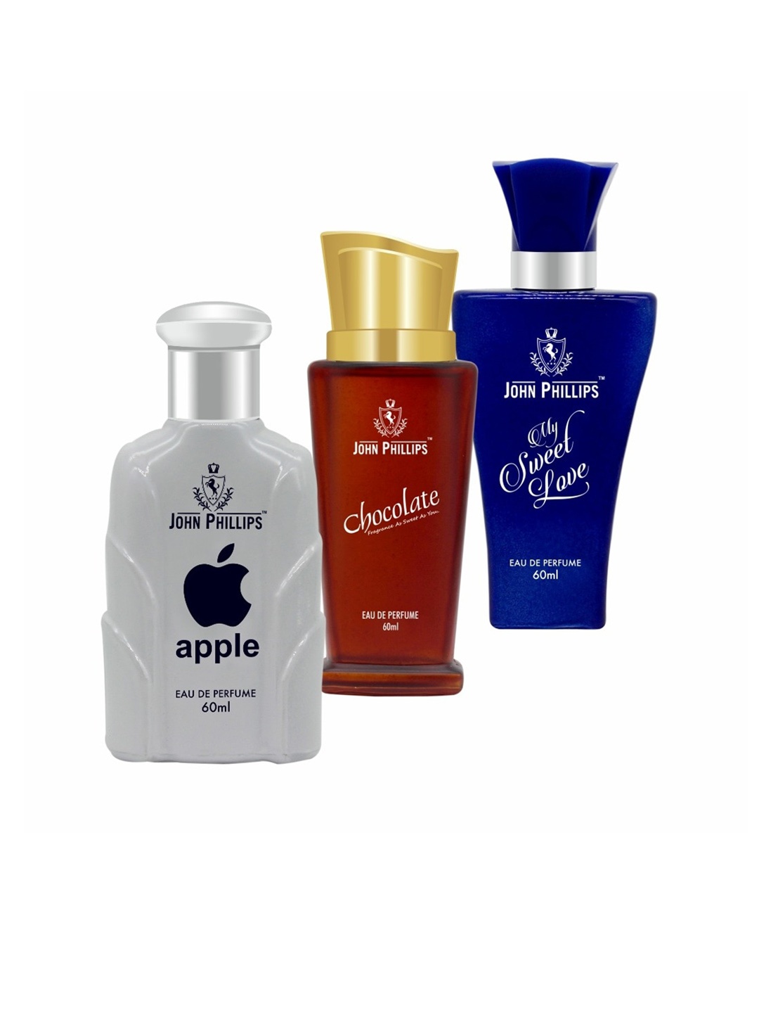 JOHN PHILLIPS Set of Apple, Chocolate & My Sweet Love Eau De Parfum - 60 ml Each, Maroon
JOHN PHILLIPS Set of Apple, Chocolate & My Sweet Love Eau De Parfum - 60 ml Each, Maroon