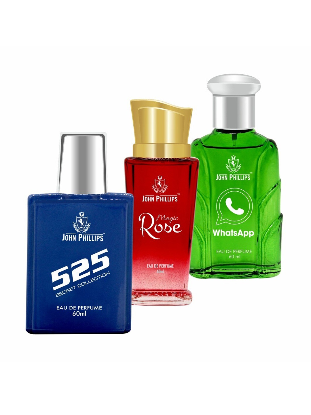 JOHN PHILLIPS 525 & MAGIC ROSE & WHATSAPP ,Set Of 3 Long Lasting French Unisex Perfume, Na
JOHN PHILLIPS 525 & MAGIC ROSE & WHATSAPP ,Set Of 3 Long Lasting French Unisex Perfume, Na