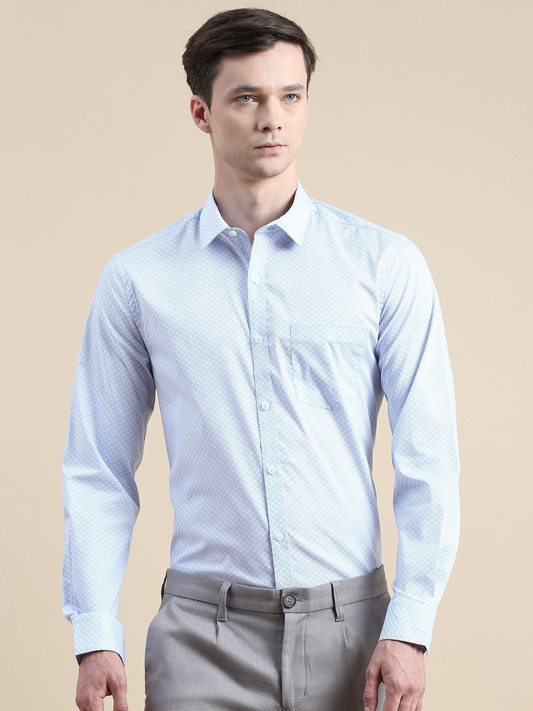INVICTUS Comfort Slim Fit Micro Ditsy Printed Cotton Formal Shirt, Blue 
INVICTUS Comfort Slim Fit Micro Ditsy Printed Cotton Formal Shirt, Blue