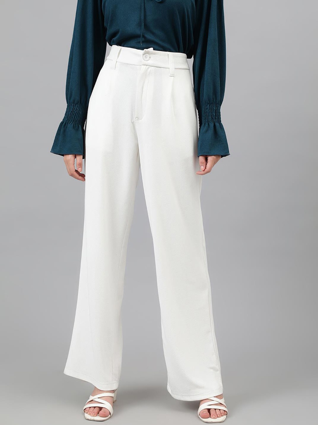 KOTTY BIZwear Women White Relaxed Straight Leg Straight Fit High-Rise Easy Wash Pleated Trousers
KOTTY BIZwear Women White Relaxed Straight Leg Straight Fit High-Rise Easy Wash Pleated Trousers
