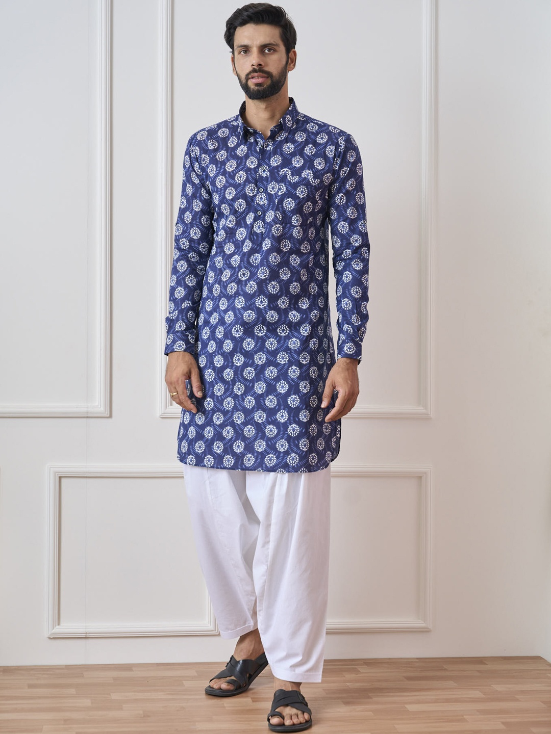 See Designs Ethnic Motifs Printed Roll-Up Sleeves Pure Cotton Kurta With Salwar, Blue
See Designs Ethnic Motifs Printed Roll-Up Sleeves Pure Cotton Kurta With Salwar, Blue