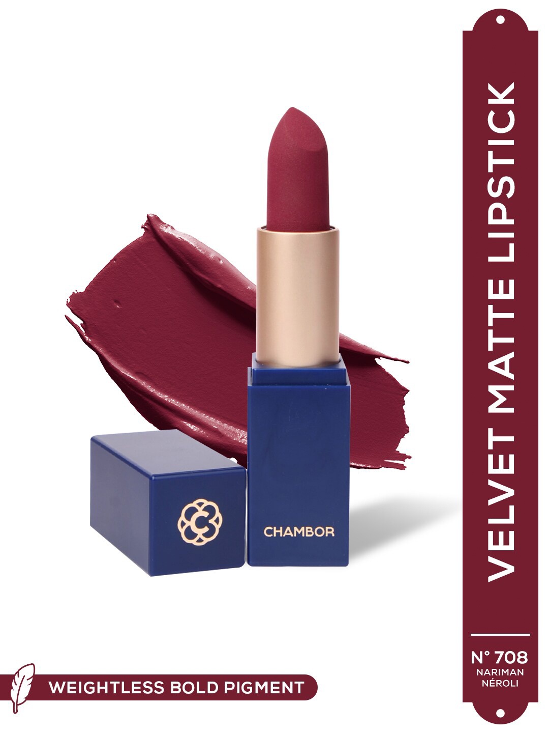 Chambor Colour Studio Ultra Vibes Velvet Matte Lipstick - Nariman Neroli N708, Maroon
Chambor Colour Studio Ultra Vibes Velvet Matte Lipstick - Nariman Neroli N708, Maroon