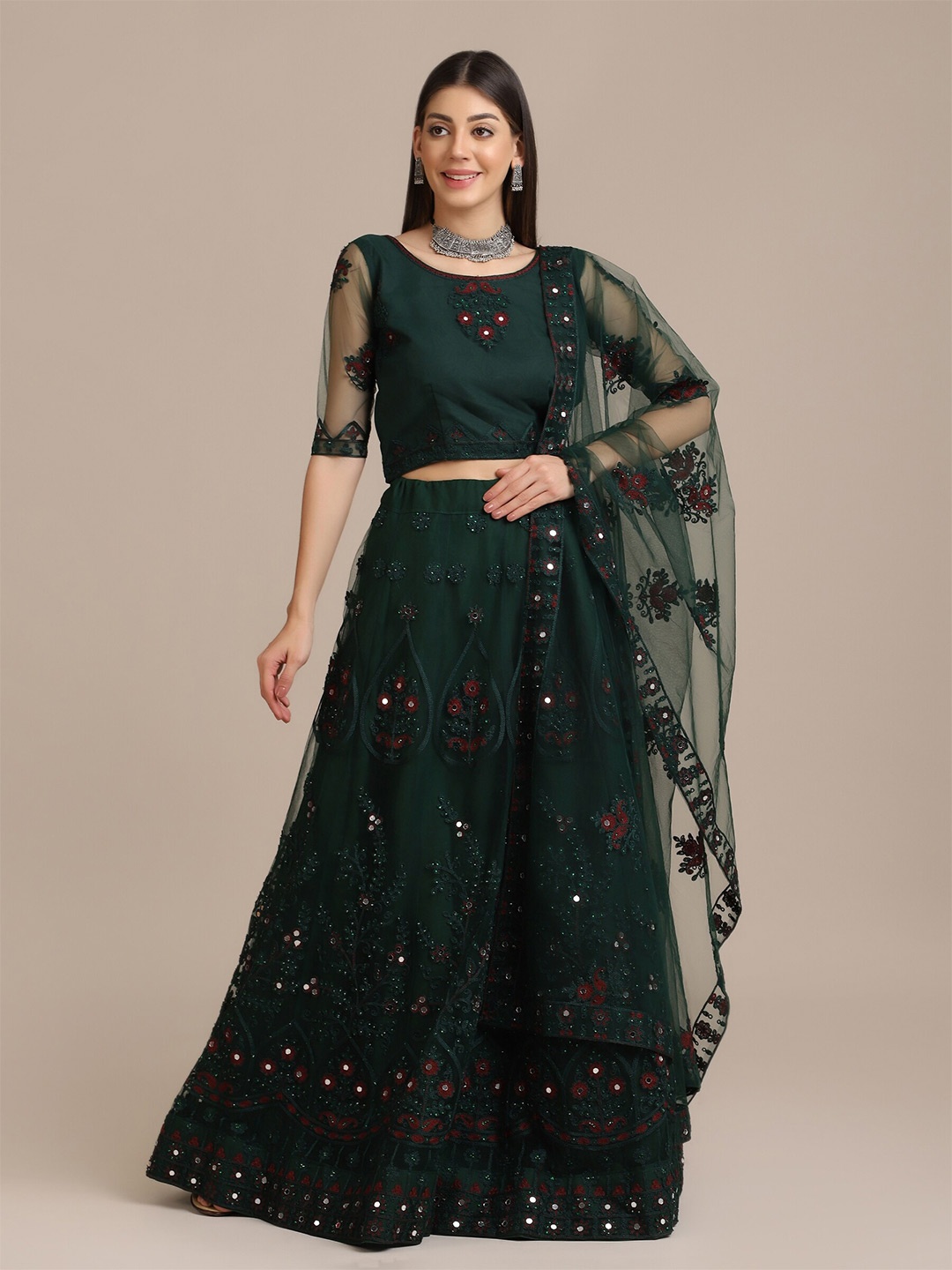 Atsevam Embroidered Mirror Work Semi-Stitched Lehenga & Unstitched Blouse With Dupatta, Green
Atsevam Embroidered Mirror Work Semi-Stitched Lehenga & Unstitched Blouse With Dupatta, Green
