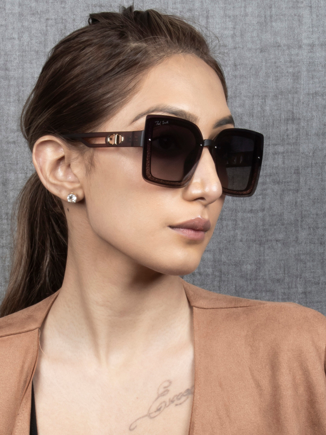 Ted Smith Lens & Square Sunglasses with Polarised Lens SHEEN_C2, Brown 
Ted Smith Lens & Square Sunglasses with Polarised Lens SHEEN_C2, Brown