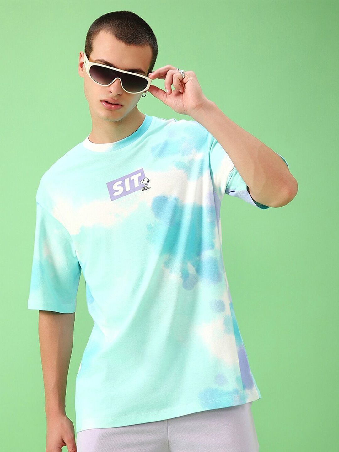 Bewakoof Men White Typography Dyed Applique T-shirt