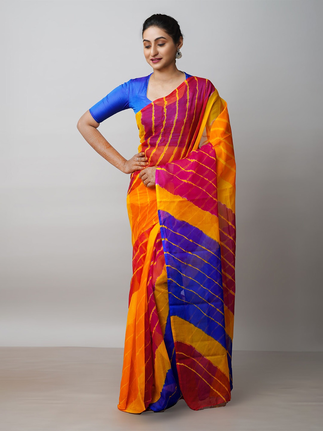 Unnati Silks Tie & Dye Leheriya Saree, Red