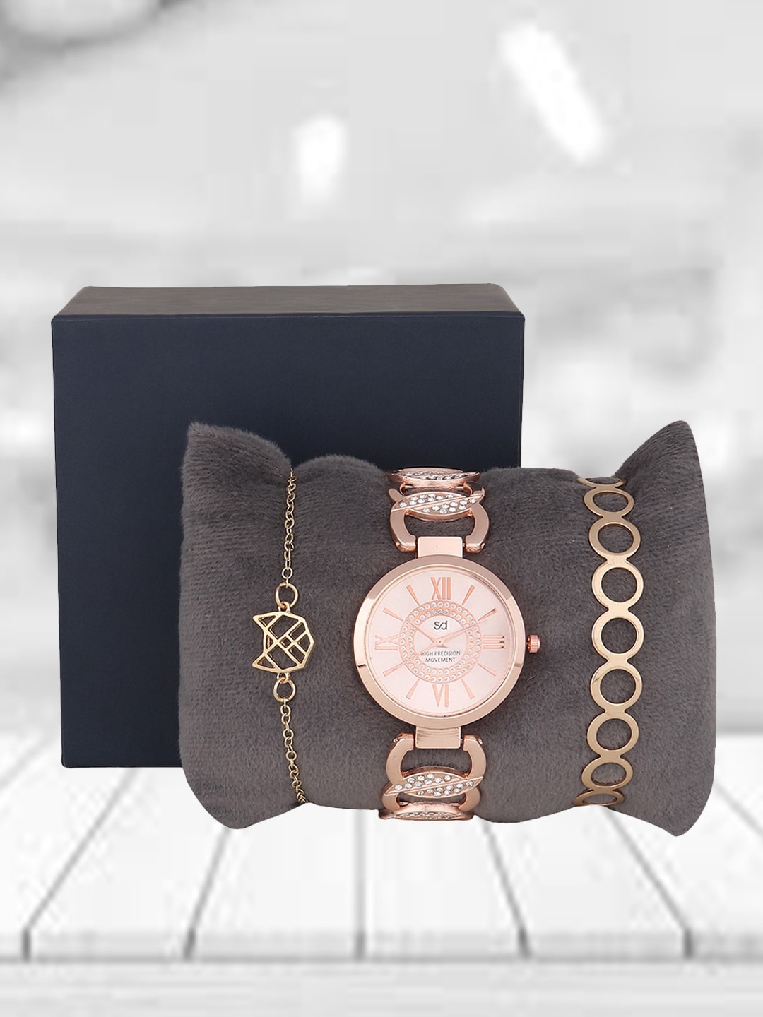 Swiss Design Women Embellished Dial &Bracelet Style Straps Watch & Jewellery SDWJ Set-89, Rose gold
Swiss Design Women Embellished Dial &Bracelet Style Straps Watch & Jewellery SDWJ Set-89, Rose gold