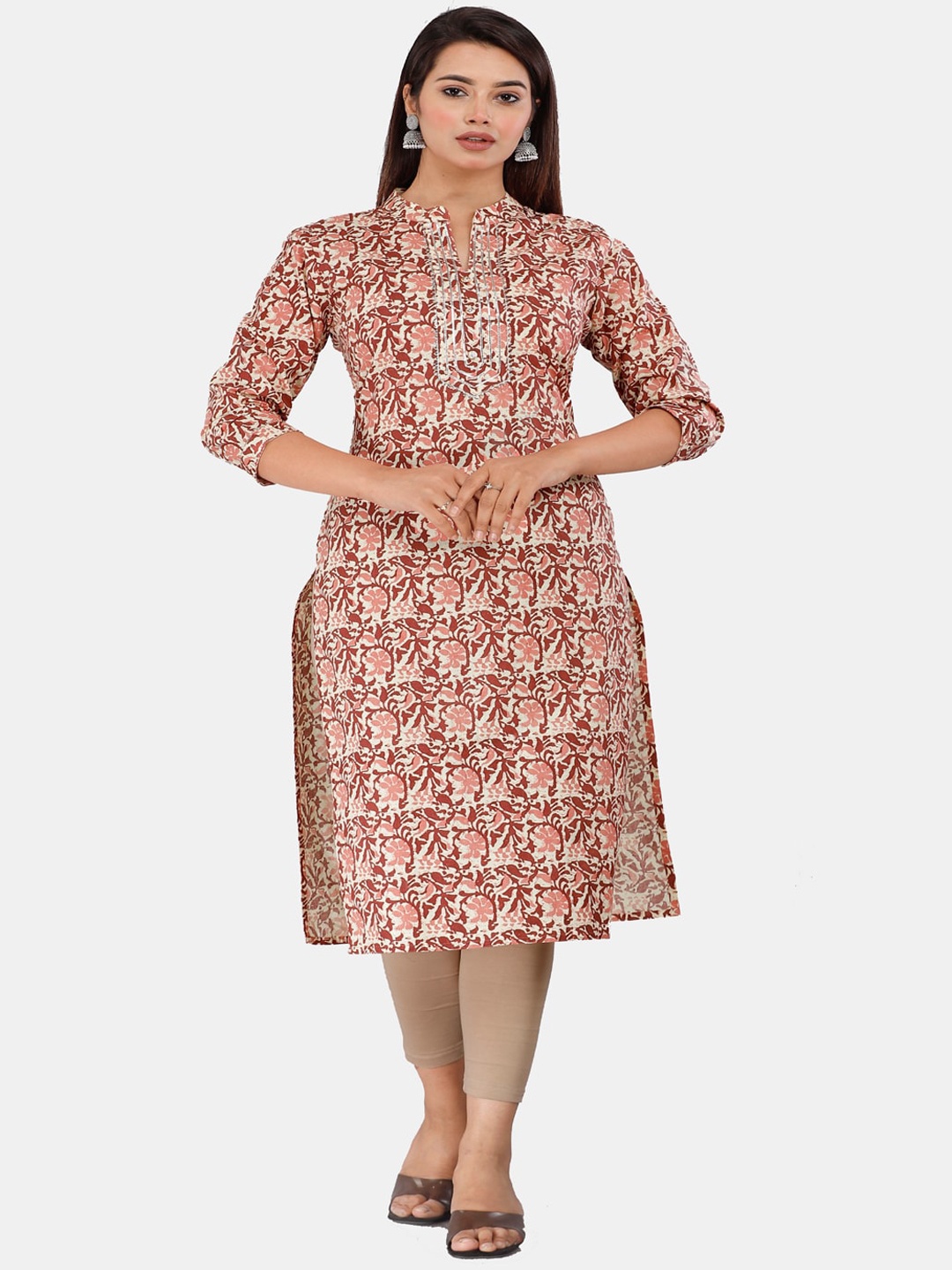 HIGHLIGHT FASHION EXPORT Ethnic Motifs Printed Gotta Patti Pure Cotton Kurta, Brown
HIGHLIGHT FASHION EXPORT Ethnic Motifs Printed Gotta Patti Pure Cotton Kurta, Brown