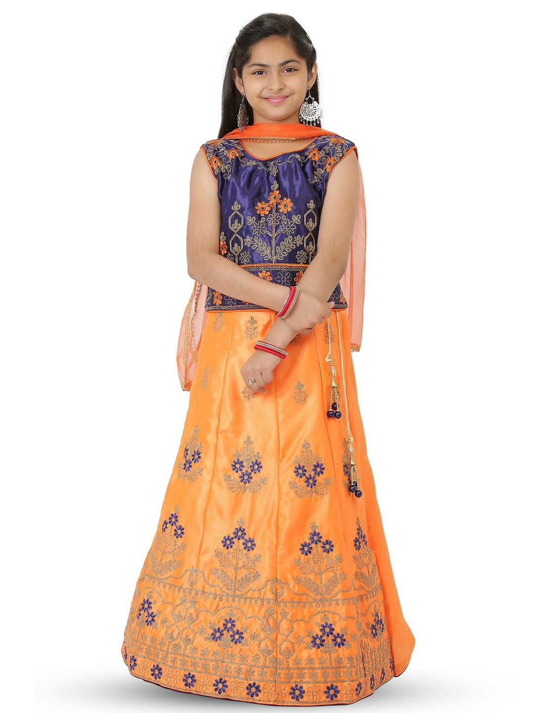 SmartRAHO Girls Embroidered Thread Work Ready to Wear Lehenga & Blouse With Dupatta, Blue
SmartRAHO Girls Embroidered Thread Work Ready to Wear Lehenga & Blouse With Dupatta, Blue