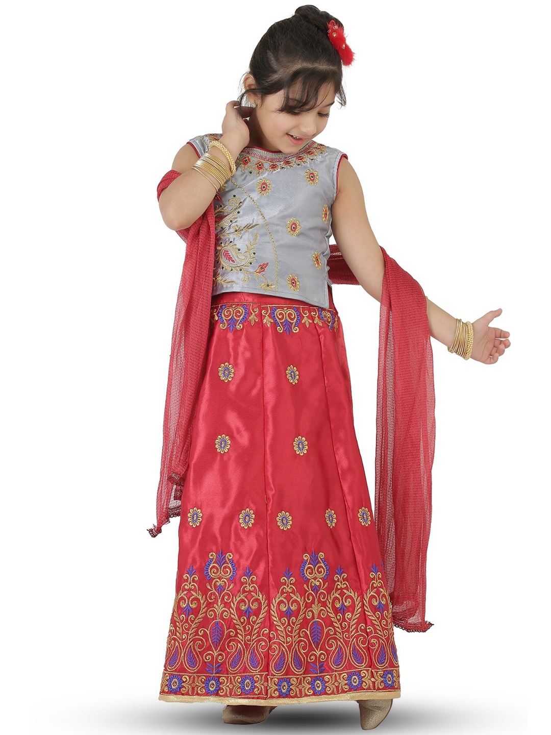 SmartRAHO Girls Embroidered Thread Work Ready to Wear Lehenga & Blouse With Dupatta, Grey
SmartRAHO Girls Embroidered Thread Work Ready to Wear Lehenga & Blouse With Dupatta, Grey