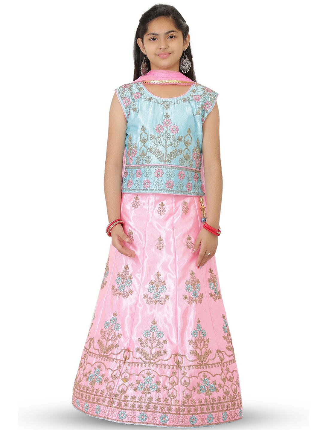 SmartRAHO Girls Embroidered Thread Work Ready to Wear Lehenga & Blouse With Dupatta, Blue
SmartRAHO Girls Embroidered Thread Work Ready to Wear Lehenga & Blouse With Dupatta, Blue