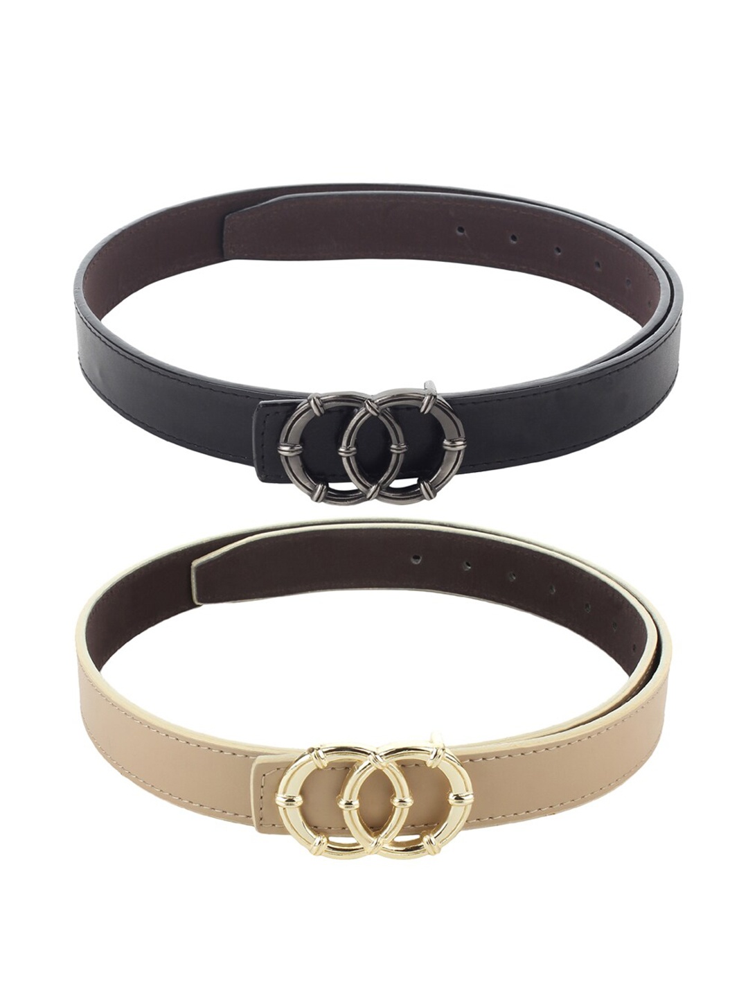 DressBerry Women Pack of 2 Belt, Black