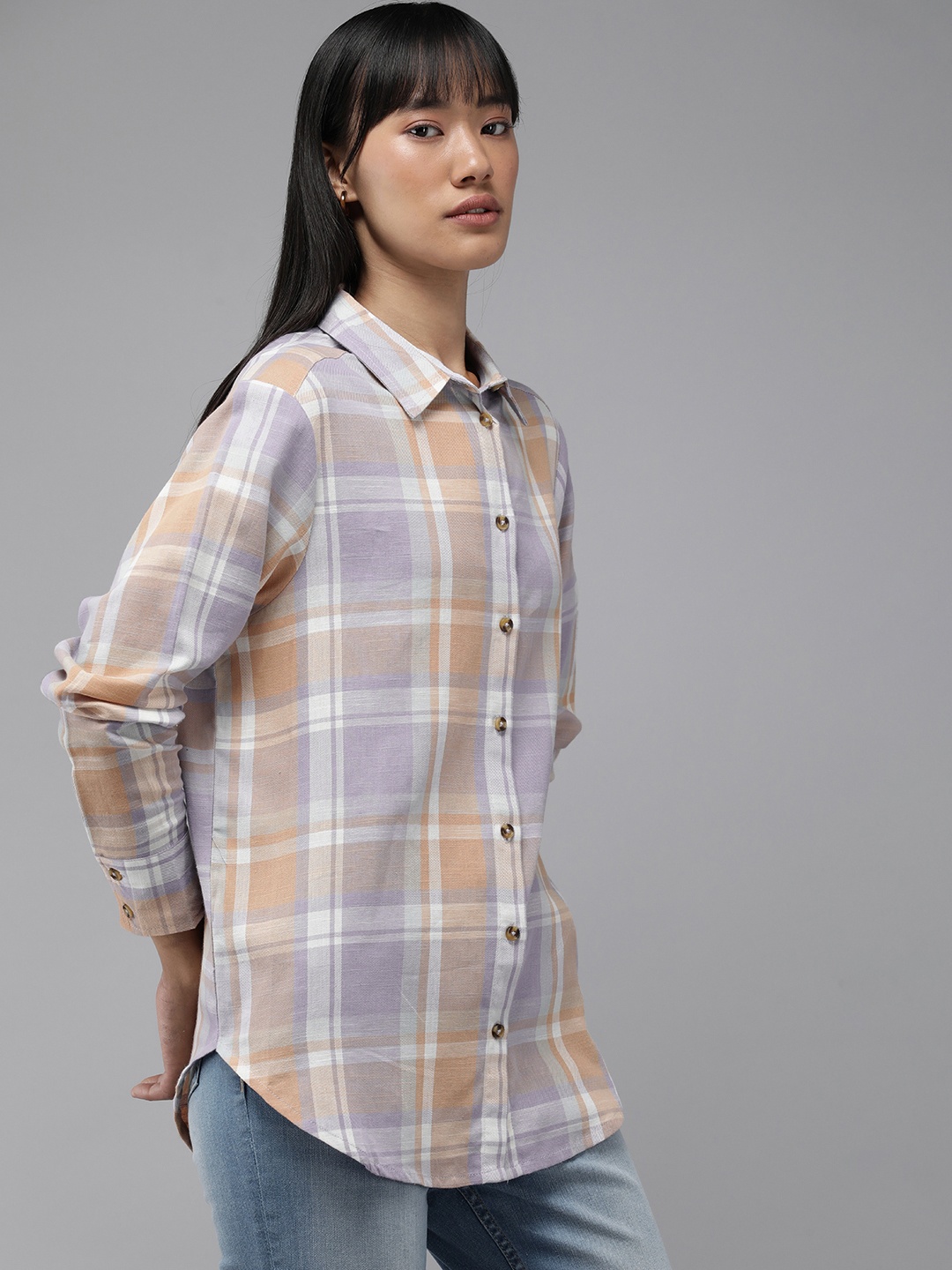 The Roadster Lifestyle Co. Women Pure Cotton Tartan Checks Casual Oversize Shirt, Violet
The Roadster Lifestyle Co. Women Pure Cotton Tartan Checks Casual Oversize Shirt, Violet