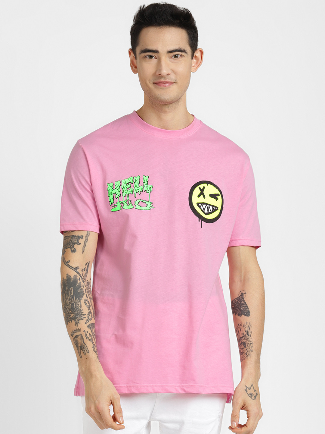 ALCOTT Men Printed Pure Cotton T-shirt, Pink
ALCOTT Men Printed Pure Cotton T-shirt, Pink