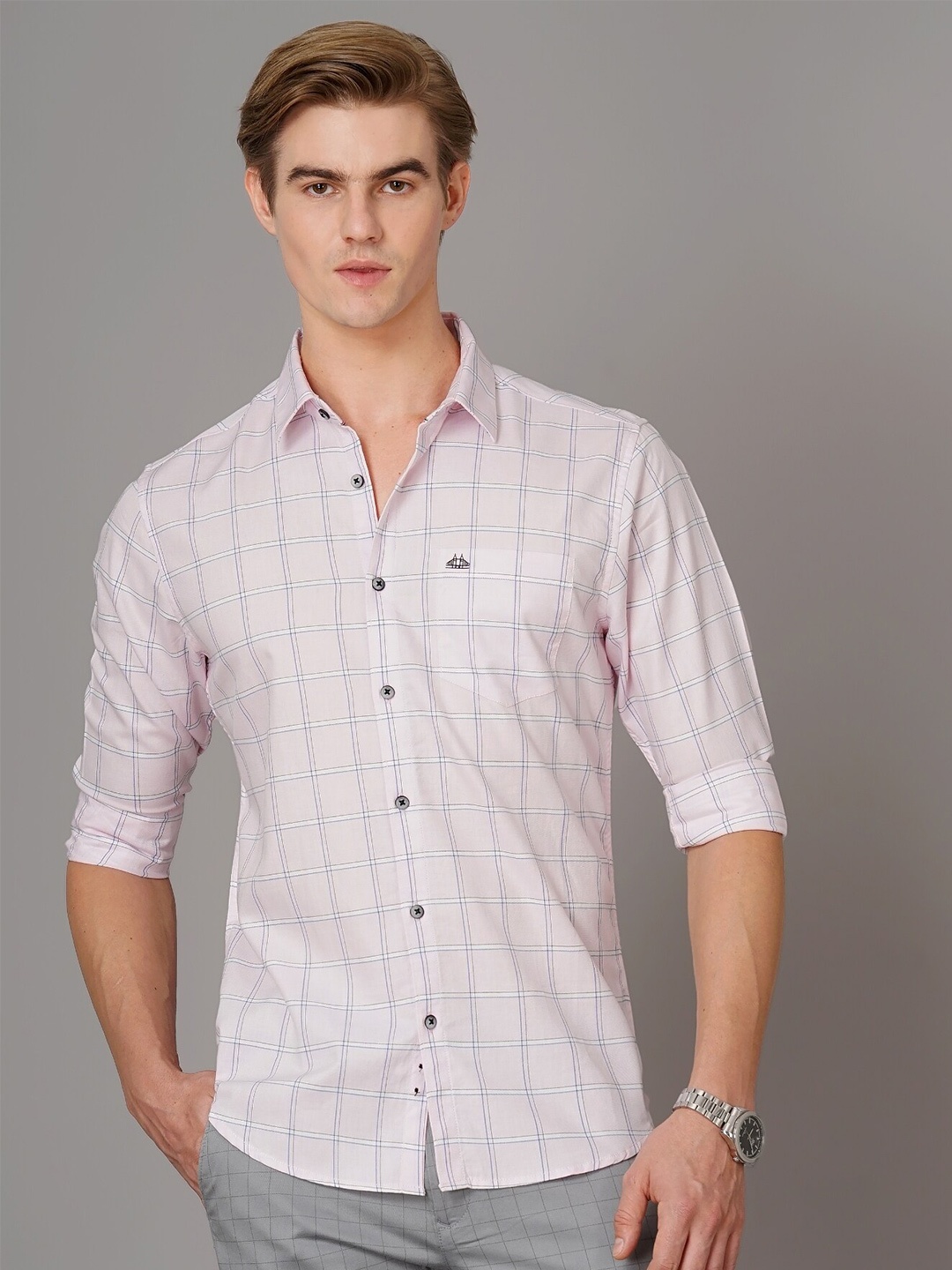 British Club Smart Slim Fit Windowpane Checks Opaque Pure Cotton Casual Shirt, Purple
British Club Smart Slim Fit Windowpane Checks Opaque Pure Cotton Casual Shirt, Purple