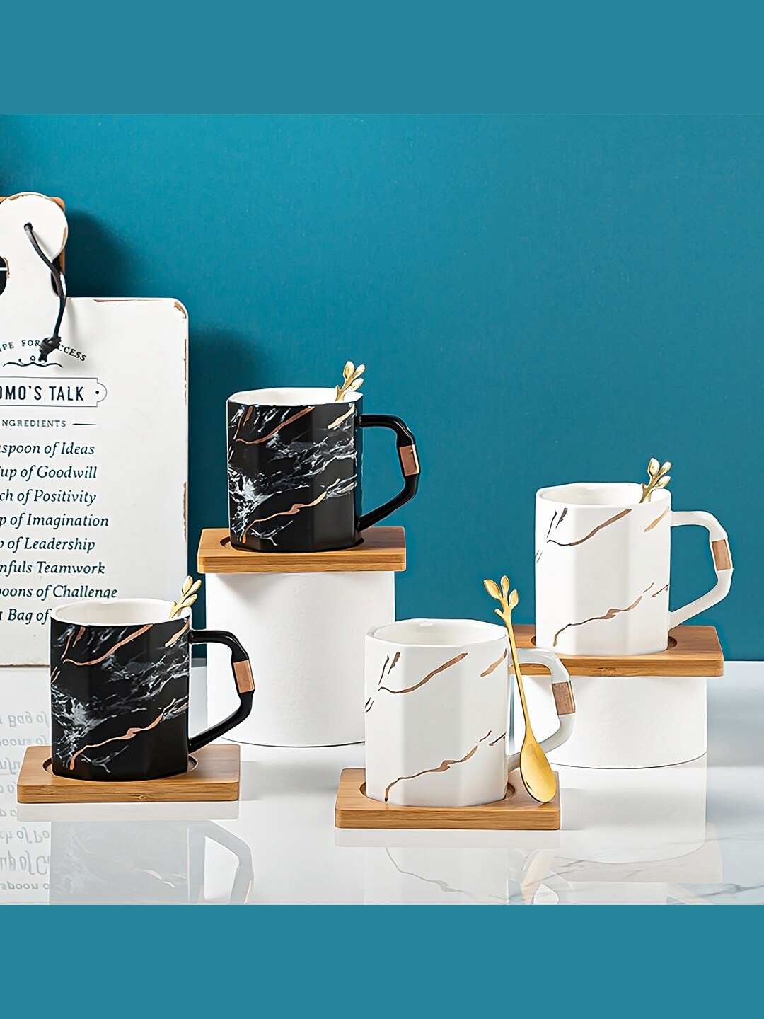 BonZeaL Black & White 4 Pieces Ceramic Coffee Mug With Saucer & Spoons 300 ml
BonZeaL Black & White 4 Pieces Ceramic Coffee Mug With Saucer & Spoons 300 ml