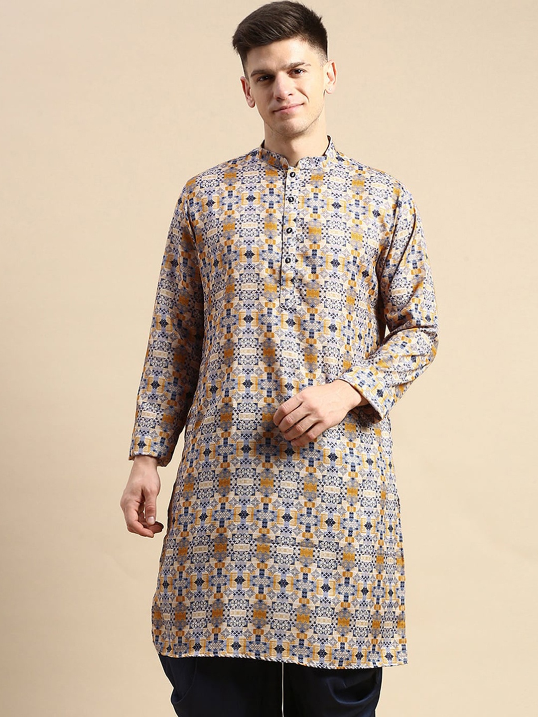 Amodh by Kisah Ethnic Motif Printed Cotton Mandarin Collar Straight Kurta, Cream
Amodh by Kisah Ethnic Motif Printed Cotton Mandarin Collar Straight Kurta, Cream