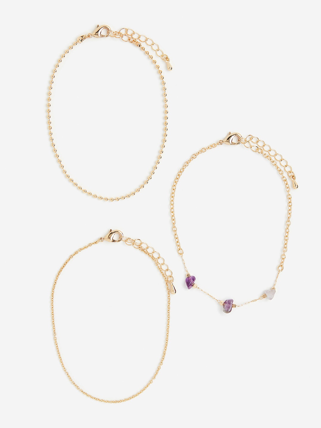 H&M 3-Pack Anklets, Gold