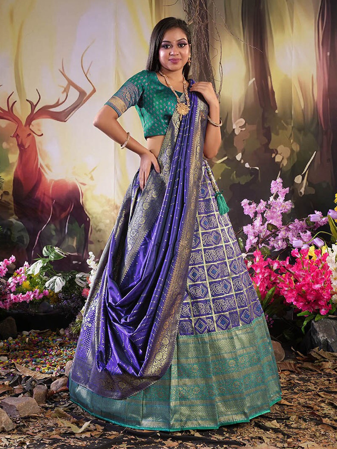 HALFSAREE STUDIO Woven Design Silk Semi-Stitched Lehenga & Blouse With Dupatta, Purple
HALFSAREE STUDIO Woven Design Silk Semi-Stitched Lehenga & Blouse With Dupatta, Purple
