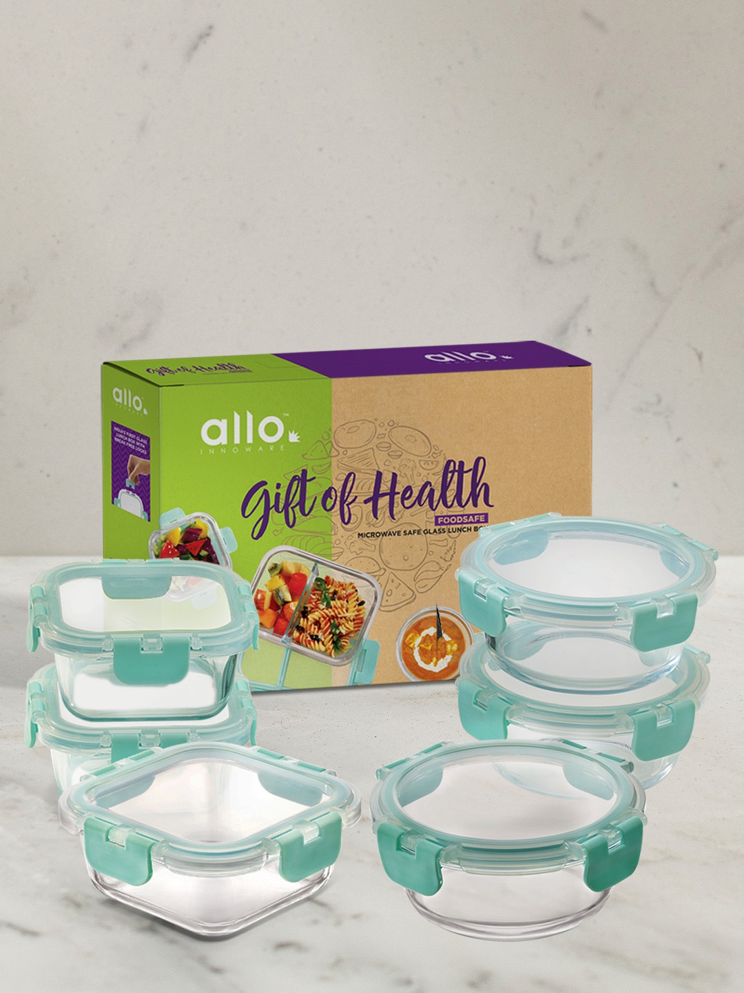 Allo Microwave Safe Glass Containers for Fridge Storage (310ml x 3, 390ml x 3), Green
Allo Microwave Safe Glass Containers for Fridge Storage (310ml x 3, 390ml x 3), Green