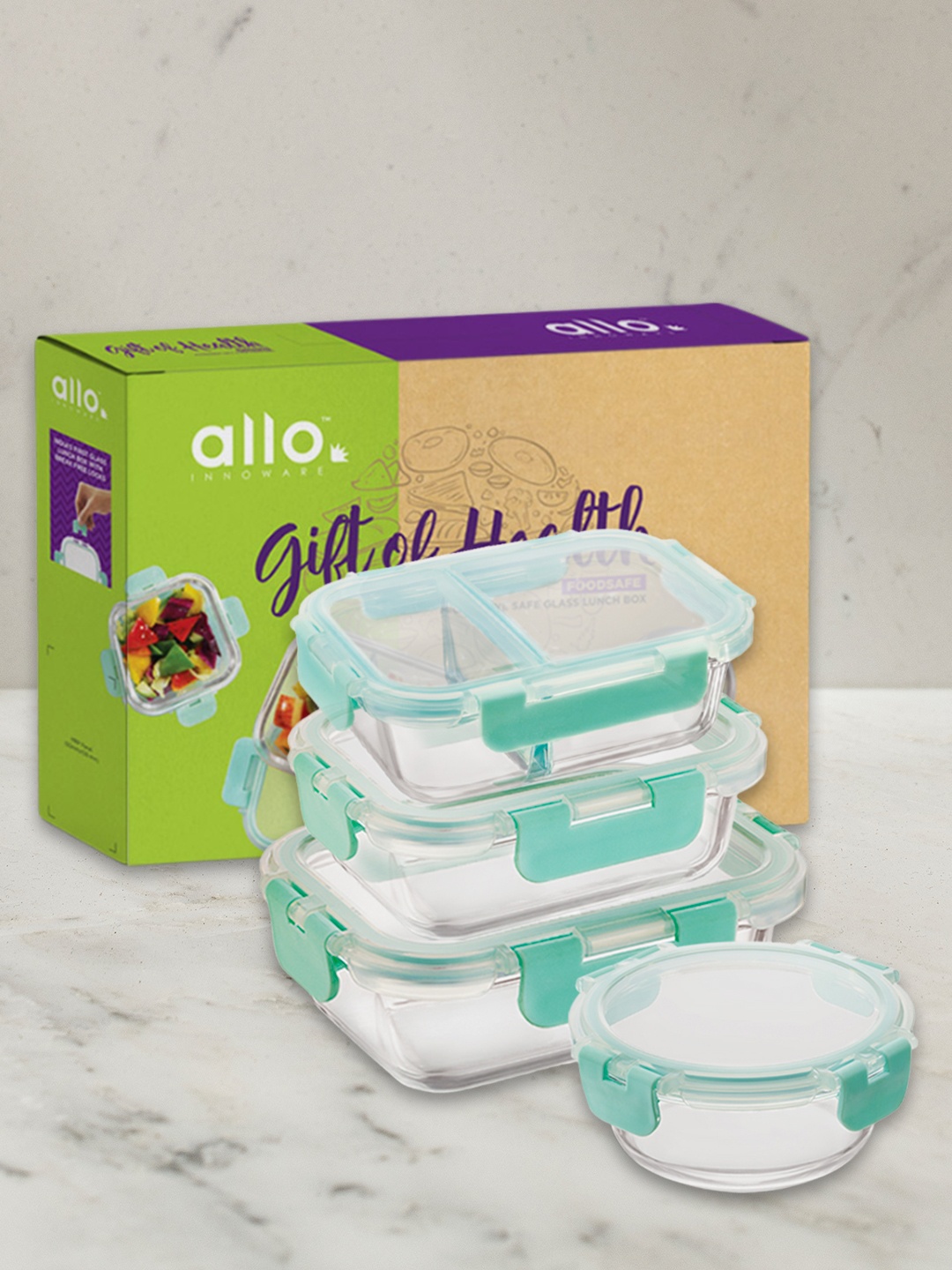 Allo Microwave Safe Glass Containers for Fridge Storage (580ml, 635ml, 640ml & 1040ml), Green
Allo Microwave Safe Glass Containers for Fridge Storage (580ml, 635ml, 640ml & 1040ml), Green