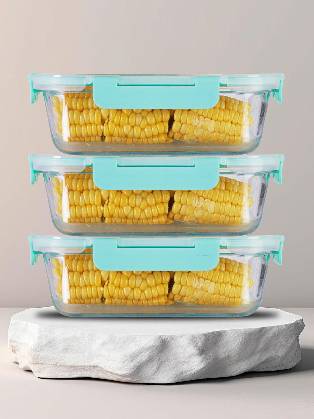 Allo FoodSafe Microwave Safe Glass Containers for Fridge Storage, 1040ml x 3, Rectangle, Green
Allo FoodSafe Microwave Safe Glass Containers for Fridge Storage, 1040ml x 3, Rectangle, Green