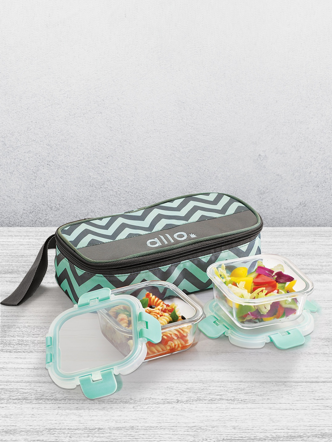 Allo Microwave Oven Safe Lunch Box With Detachable Lock With Chevron Mint Bag (310ml x 2), Green
Allo Microwave Oven Safe Lunch Box With Detachable Lock With Chevron Mint Bag (310ml x 2), Green