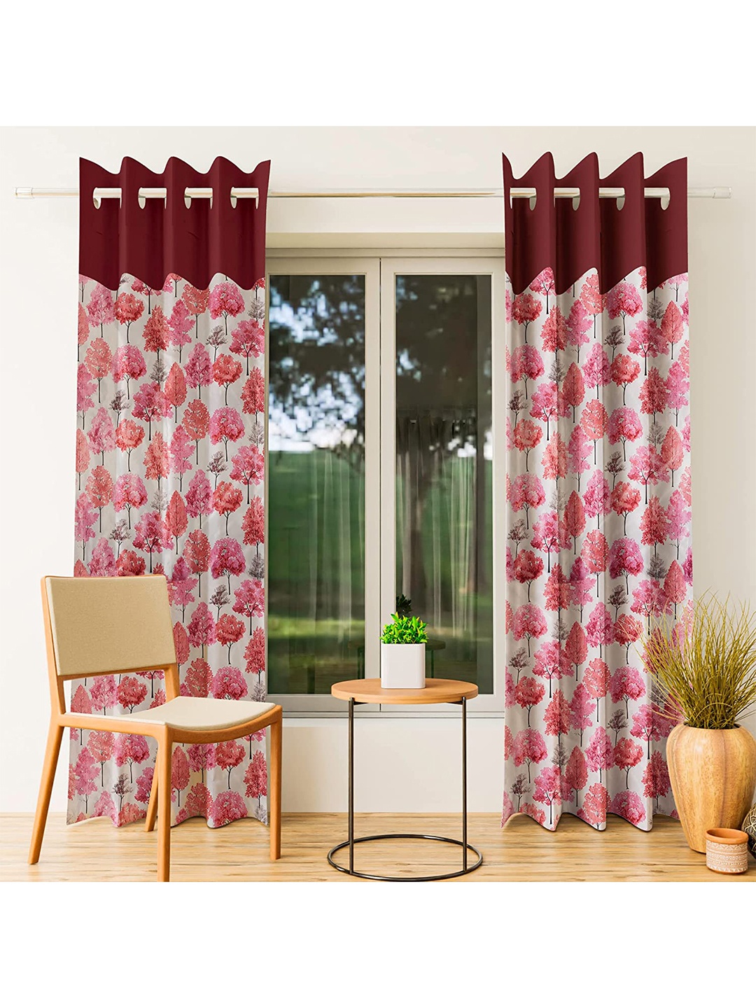 CURIOUS LIFESTYLE Maroon & White 2 Pieces Floral Printed Room Darkening Window Curtains
CURIOUS LIFESTYLE Maroon & White 2 Pieces Floral Printed Room Darkening Window Curtains