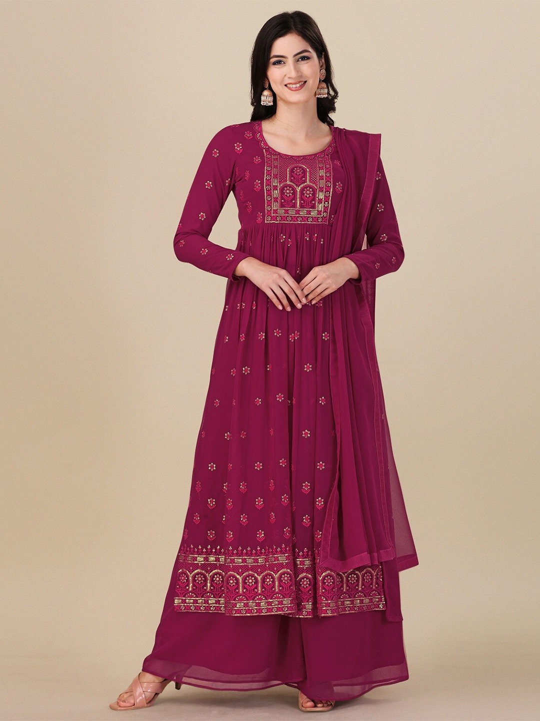 Fashion Basket Ethnic Motifs Embroidered Sequined Semi-Stitched Dress Material, Pink
Fashion Basket Ethnic Motifs Embroidered Sequined Semi-Stitched Dress Material, Pink