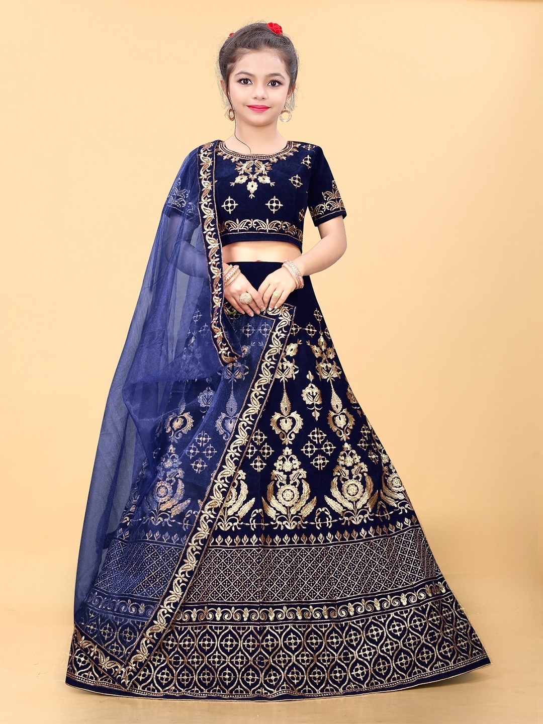 APNISHA Girls Embroidered Semi-Stitched Lehenga & Unstitched Blouse With Dupatta, Blue
APNISHA Girls Embroidered Semi-Stitched Lehenga & Unstitched Blouse With Dupatta, Blue