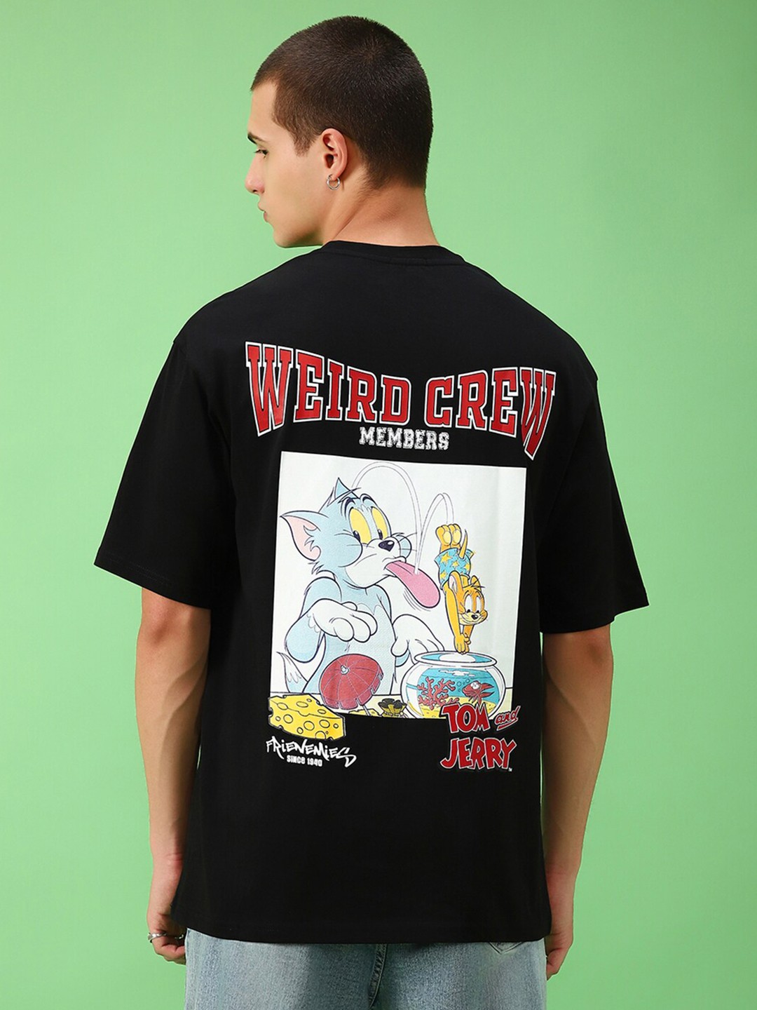 Bewakoof x Official Tom & Jerry Merchandise Weird Crew Typography Print Oversized T-shirt, Black
Bewakoof x Official Tom & Jerry Merchandise Weird Crew Typography Print Oversized T-shirt, Black
