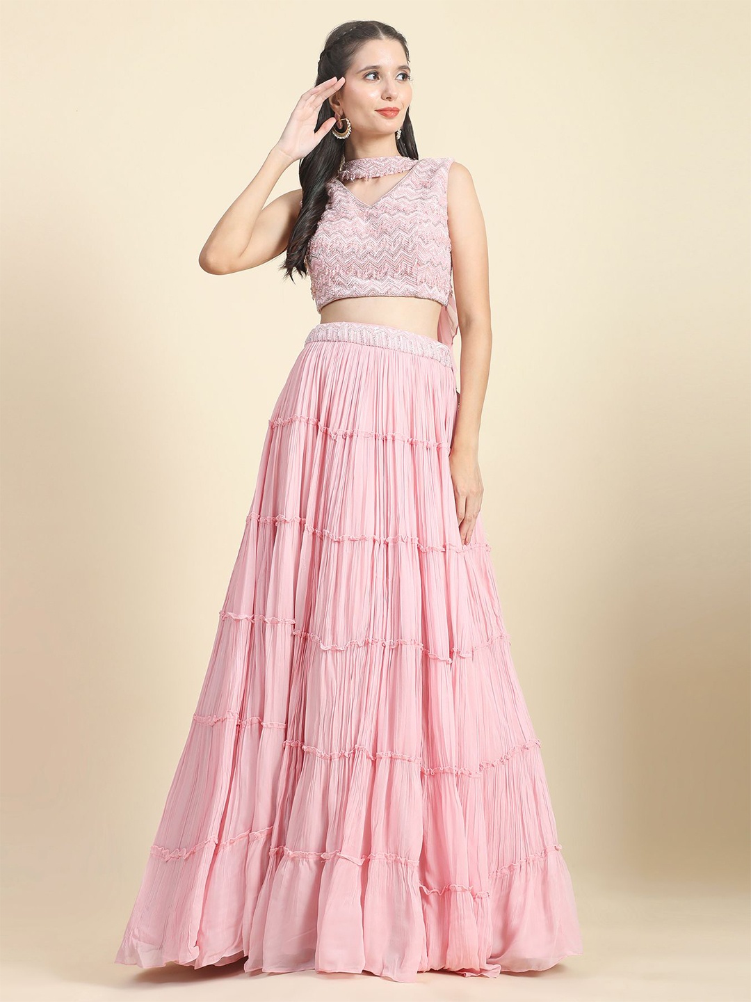 Phenav Embroidered Beads and Stones Ready to Wear Lehenga & Blouse With Dupatta, Pink
Phenav Embroidered Beads and Stones Ready to Wear Lehenga & Blouse With Dupatta, Pink