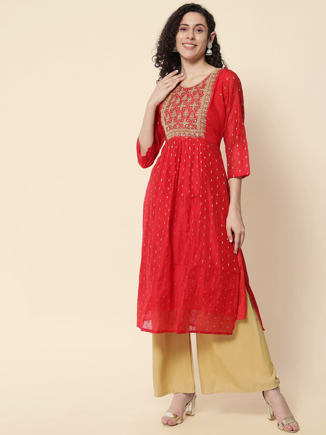 KALINI Modal Ethnic Motif Modal Sequinned A-line Side Slit Kurta, Red
KALINI Modal Ethnic Motif Modal Sequinned A-line Side Slit Kurta, Red