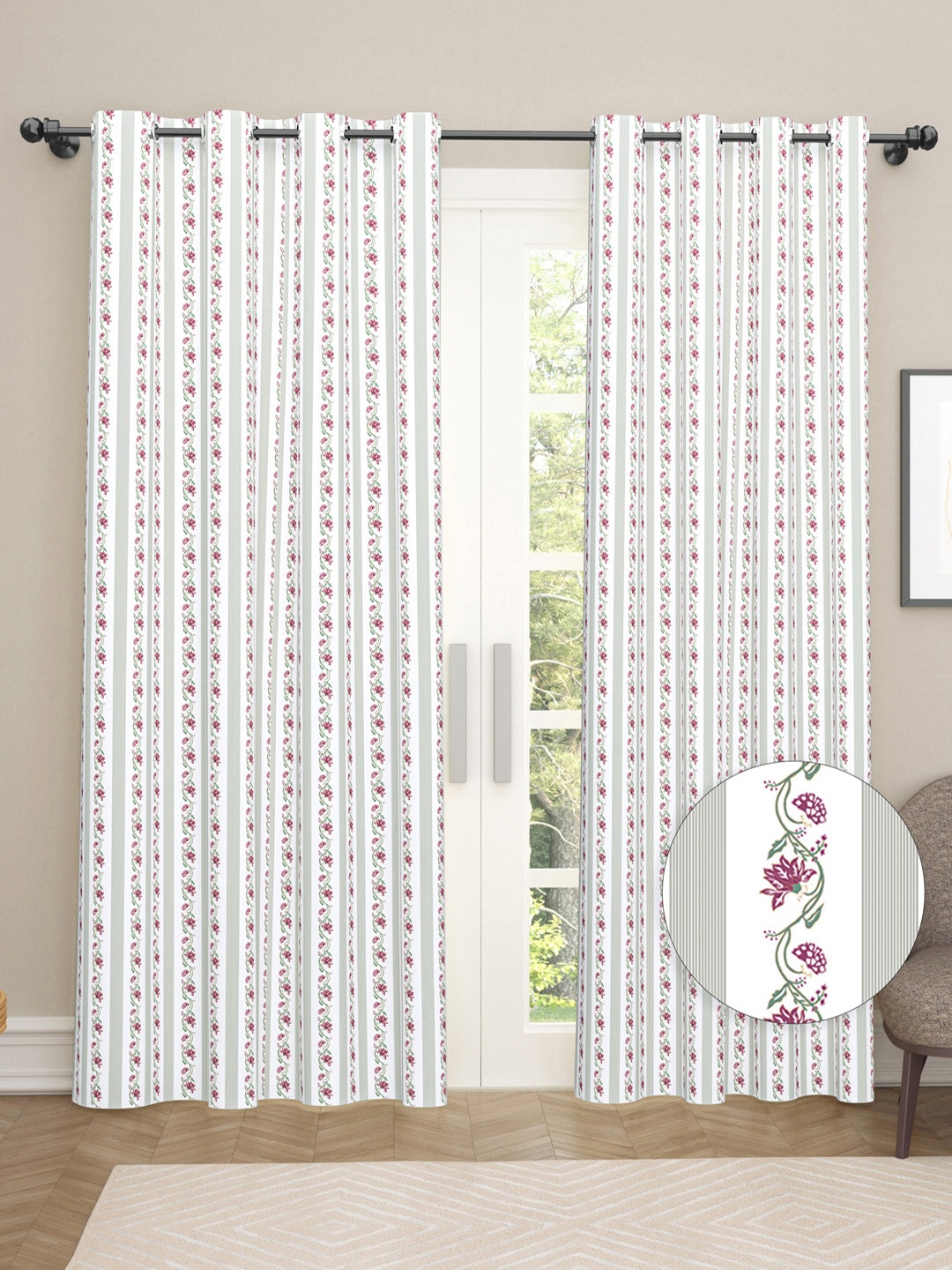 haus & kinder Pink & White 2 Pieces Floral Printed Cotton Room Darkening Door Curtains
haus & kinder Pink & White 2 Pieces Floral Printed Cotton Room Darkening Door Curtains