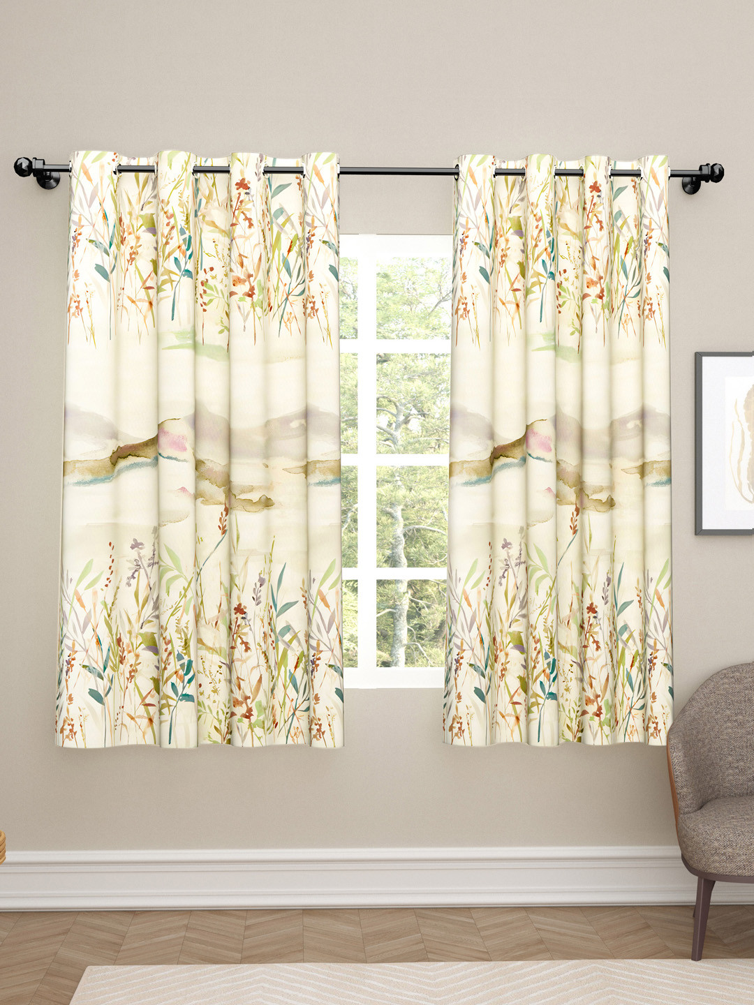 haus & kinder Brown & Green 2 Pieces Floral Printed Black Out Window Curtains 
haus & kinder Brown & Green 2 Pieces Floral Printed Black Out Window Curtains