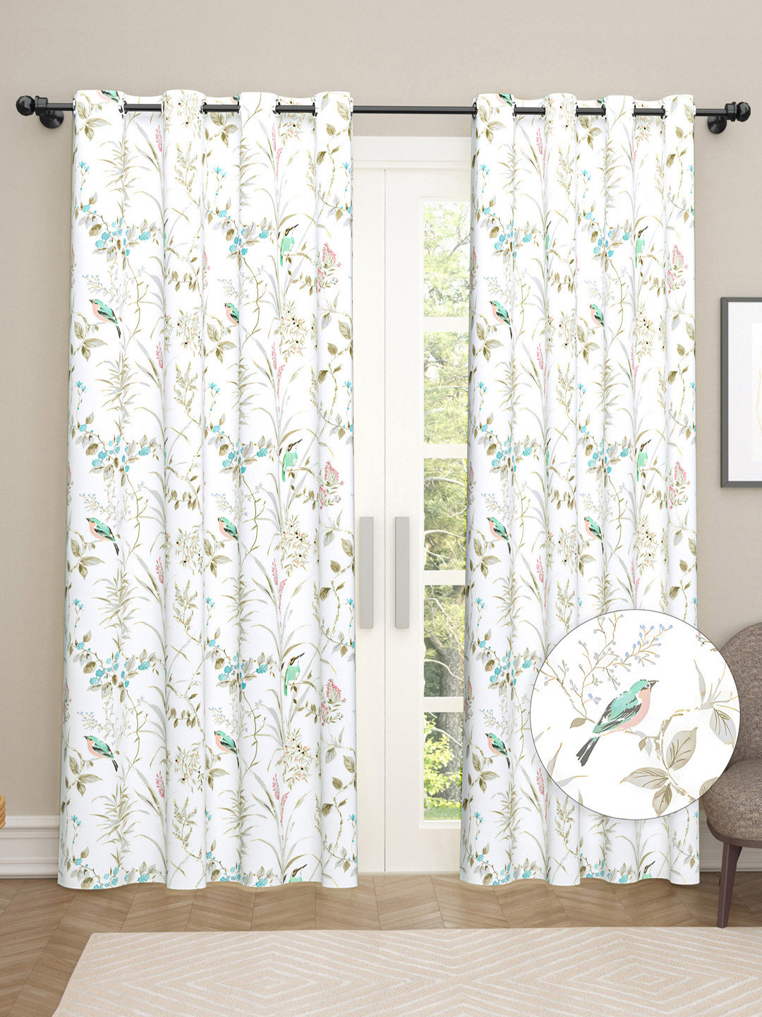 haus & kinder White & Grey 2 Pieces Floral Printed Satin Black Out Long Door Curtains
haus & kinder White & Grey 2 Pieces Floral Printed Satin Black Out Long Door Curtains
