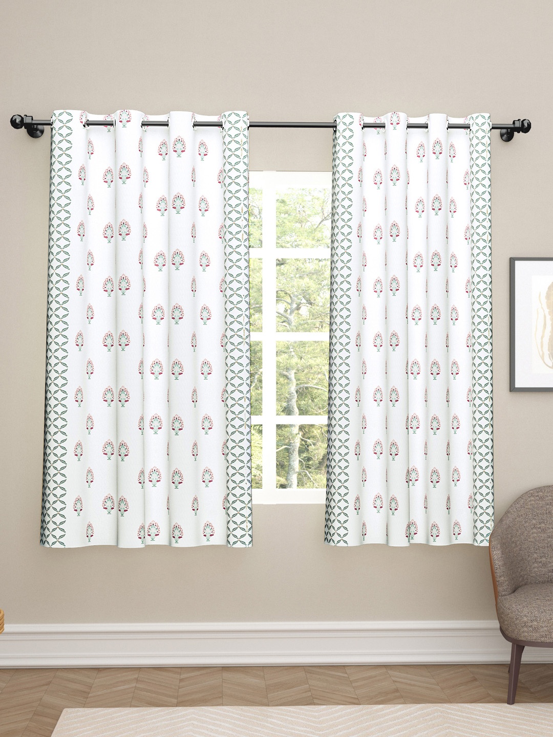 haus & kinder White & Pink 2 Pieces Printed Pure Cotton Room Darkening Window Curtains
haus & kinder White & Pink 2 Pieces Printed Pure Cotton Room Darkening Window Curtains