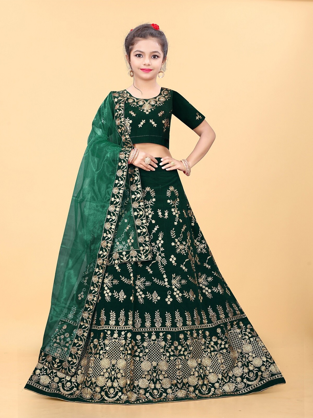 APNISHA Girls Embroidered Thread Work Semi-Stitched Lehenga & Unstitched Blouse With, Green
APNISHA Girls Embroidered Thread Work Semi-Stitched Lehenga & Unstitched Blouse With, Green