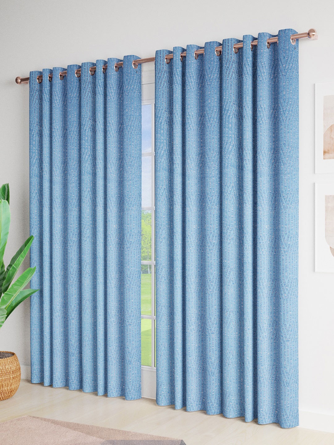 Just Home Blue & Silver-Toned 4 Pieces Printed Jacquard Room Darkening Door Curtains
Just Home Blue & Silver-Toned 4 Pieces Printed Jacquard Room Darkening Door Curtains