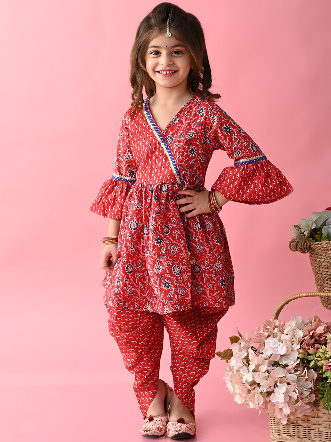 SAKA DESIGNS Girls Floral Printed Gotta Patti Pure Cotton Kurta with Dhoti Pants, Red
SAKA DESIGNS Girls Floral Printed Gotta Patti Pure Cotton Kurta with Dhoti Pants, Red