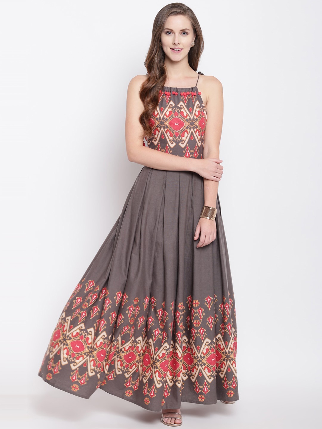 Stylespace by Isha Ethnic Motifs Printed Pom Pom & Pleated Cotton Fit & Flare Ethnic Dress, Grey
Stylespace by Isha Ethnic Motifs Printed Pom Pom & Pleated Cotton Fit & Flare Ethnic Dress, Grey