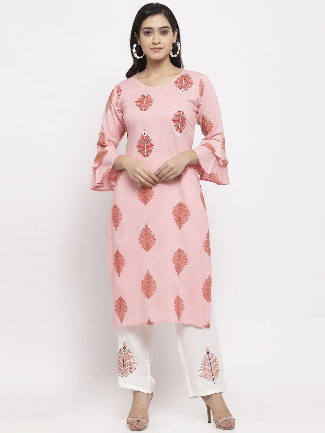 Stylespace by Isha Floral Printed Mirror Work Bell Sleeves Pure Cotton Kurta With Palazzos, Pink
Stylespace by Isha Floral Printed Mirror Work Bell Sleeves Pure Cotton Kurta With Palazzos, Pink